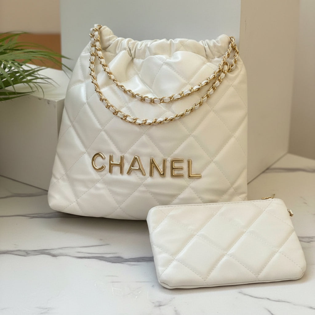 Chanel Quilted Shoulder Tote with Pouch