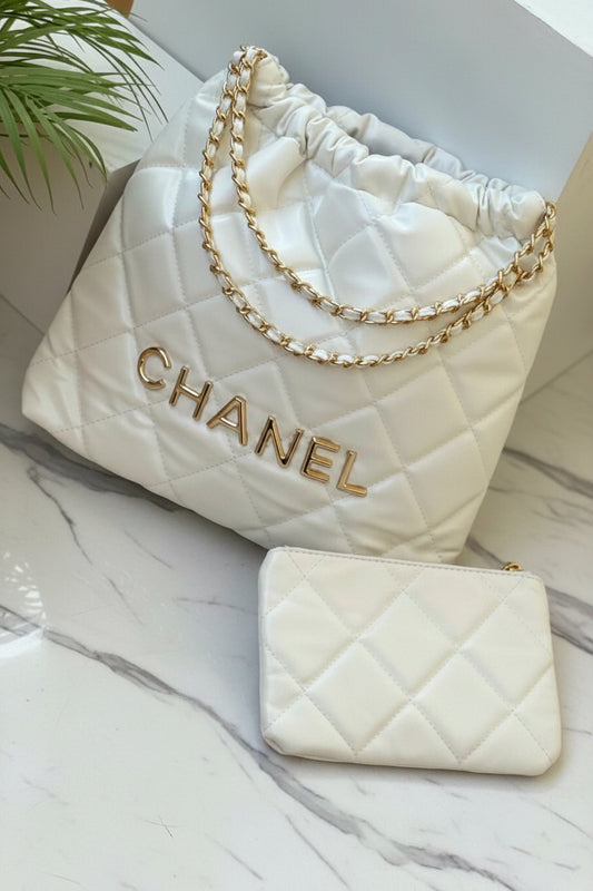 Chanel Quilted Shoulder Tote with Pouch