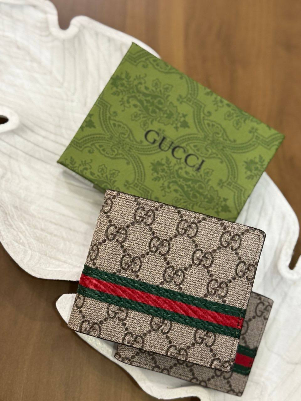 Gucci Bifold Coin Pouch Wallet GG Supreme Web - in Leather