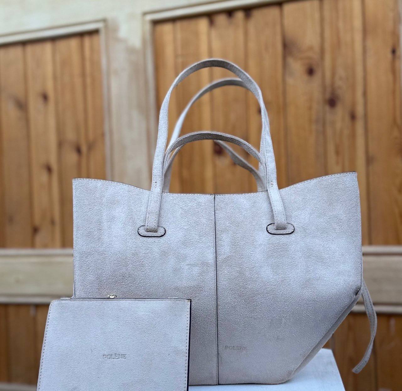 Suede Polène Cyme Tote Bag