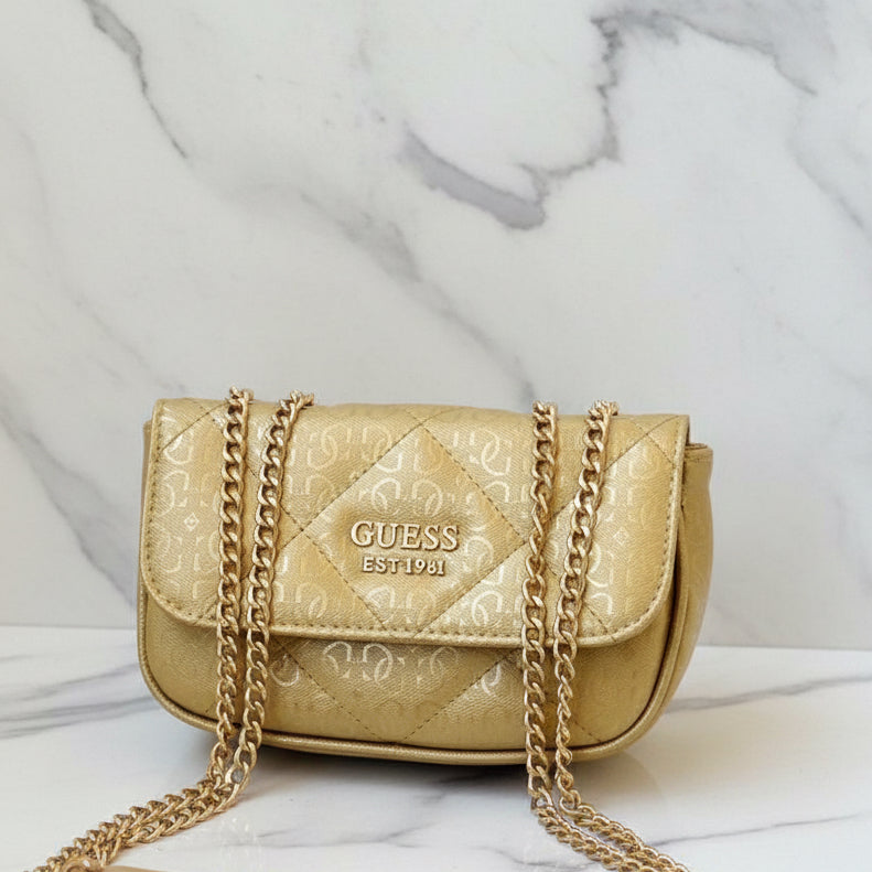 Guess Patterned Shoulder Chains Bag
