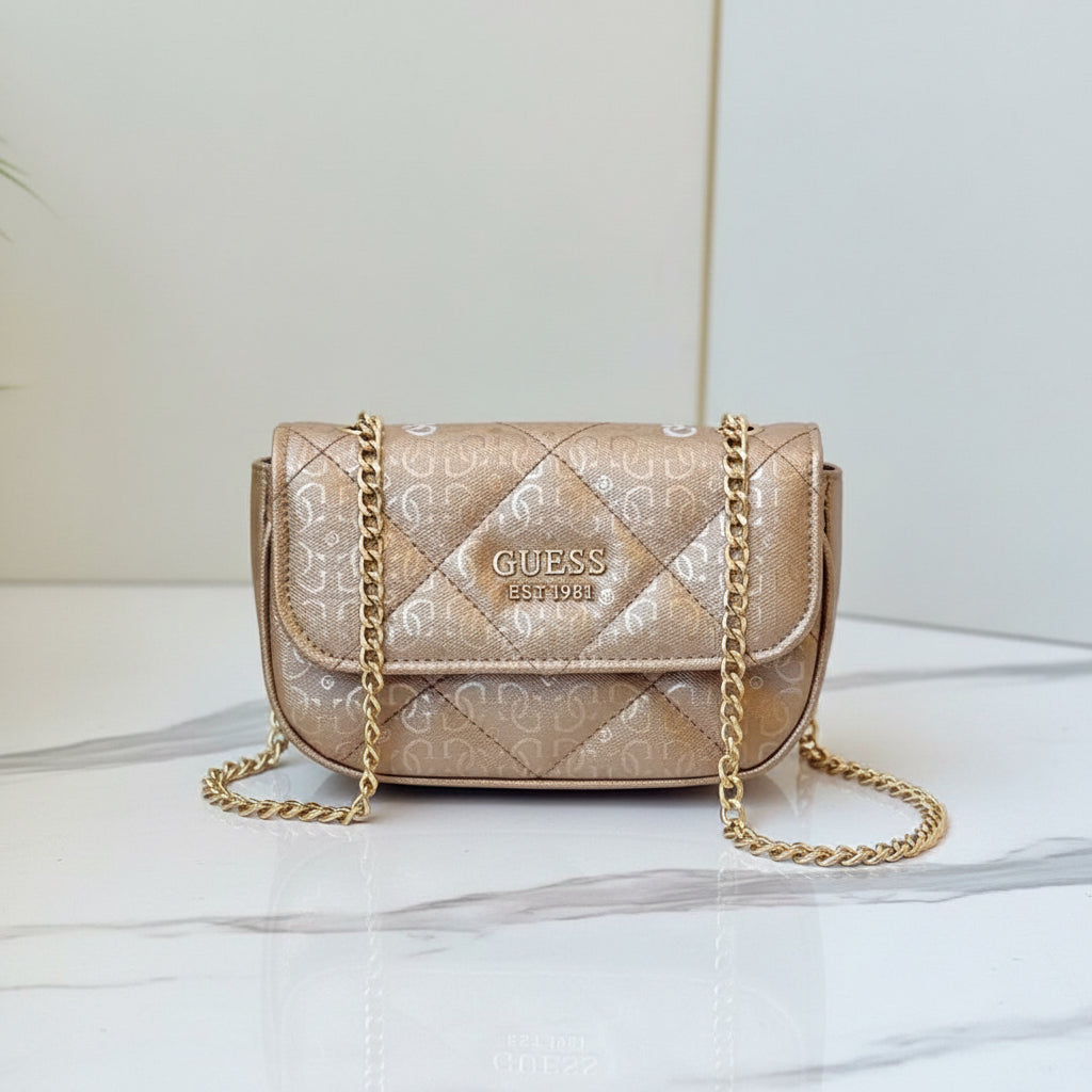 Guess Patterned Shoulder Chains Bag