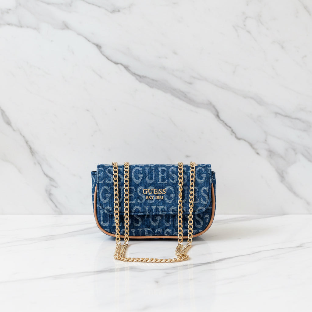 Guess Patterned Shoulder Chains Bag