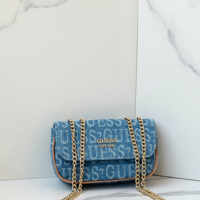 Guess Patterned Shoulder Chains Bag