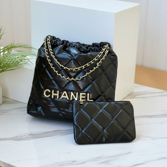 Chanel Quilted Shoulder Tote with Pouch