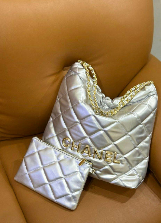 Chanel Quilted Shoulder Tote with Pouch