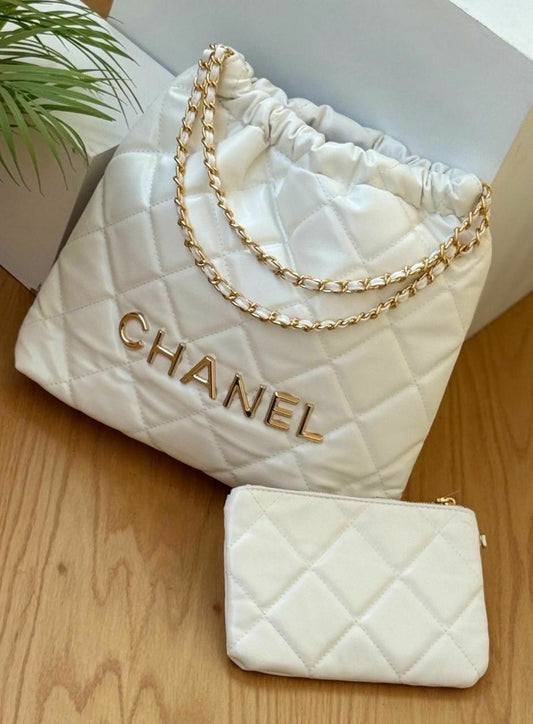 Chanel Quilted Shoulder Tote with Pouch