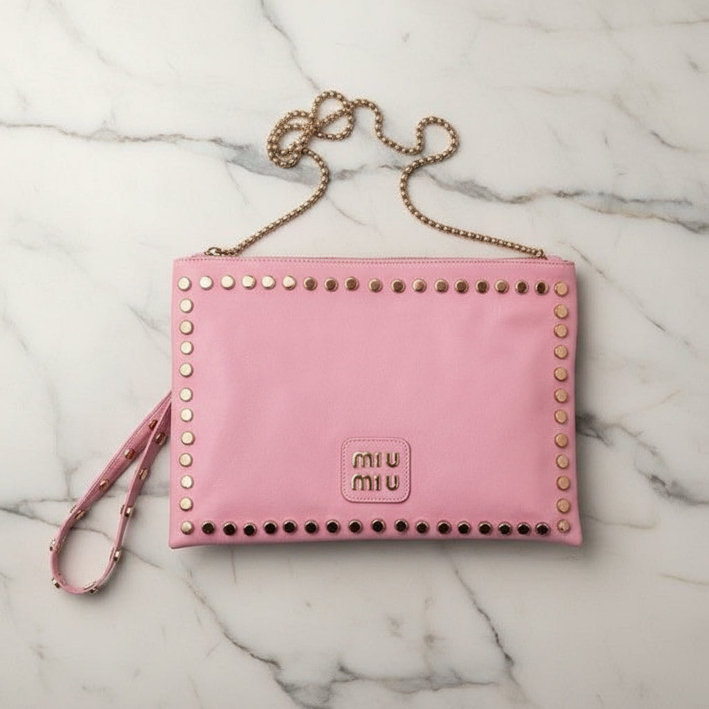 MIU MIU Studded Clutch - With golden strap