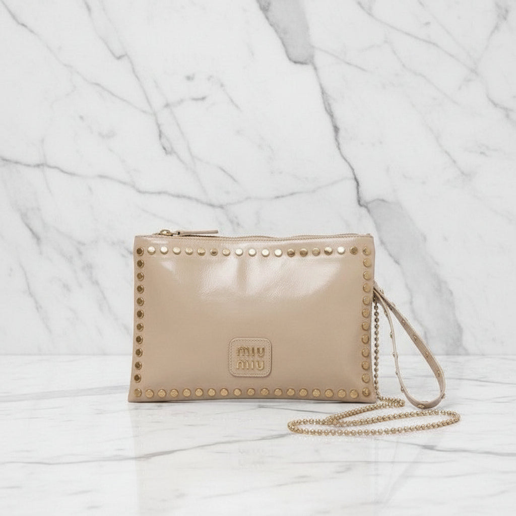 MIU MIU Studded Clutch - With golden strap
