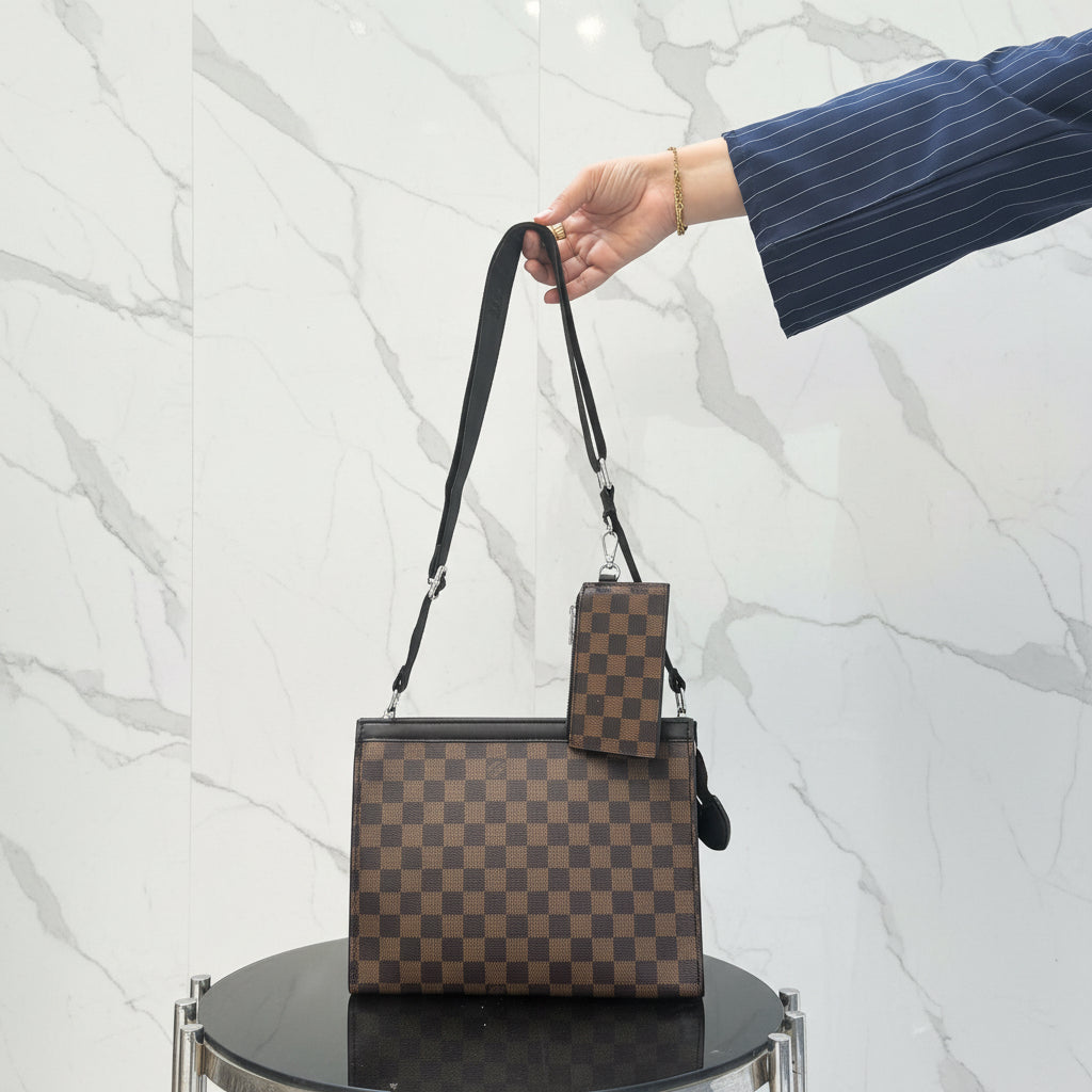 LV Squared Patterned Clutch Bag