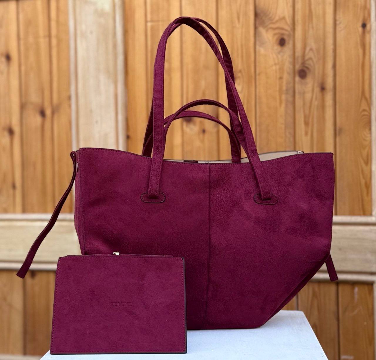 Suede Polène Cyme Tote Bag