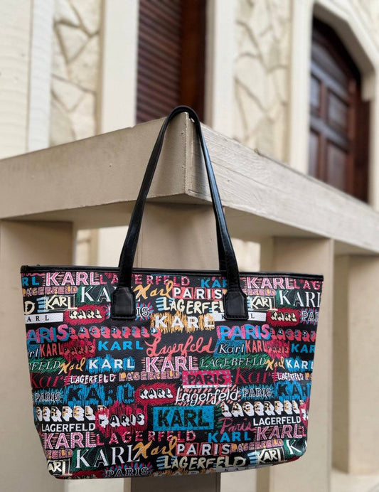 Karl Lagerfeld Paris Adele tote bag with a multi color Fendi's logo explosion