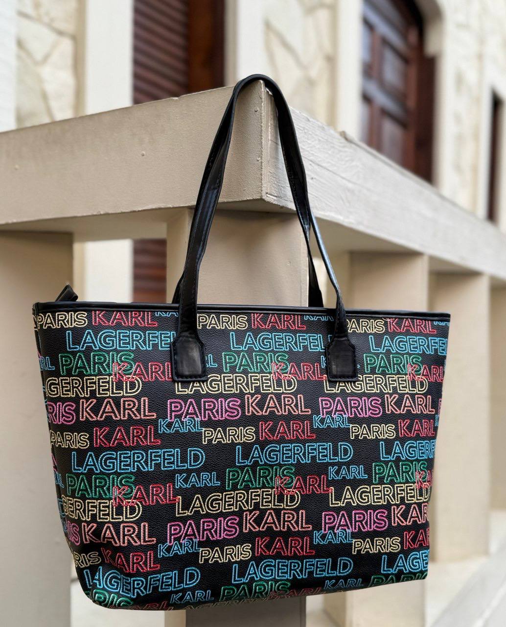 Karl Lagerfeld Paris Adele tote bag with a multi color Fendi's logo explosion