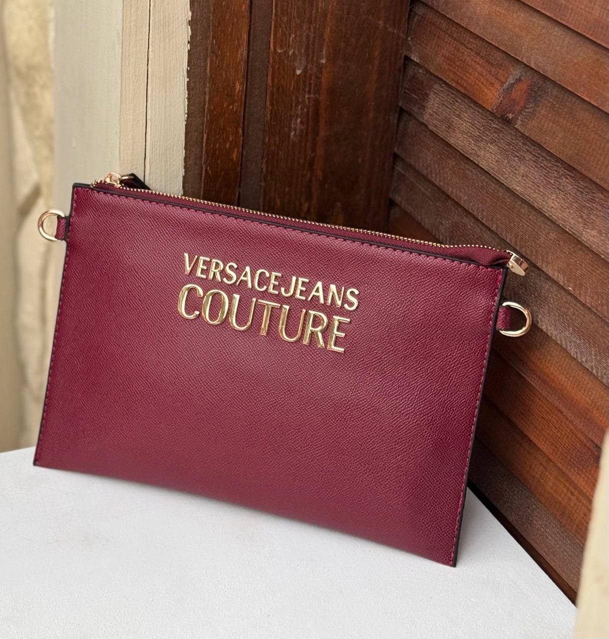 Versace Jeans Couture logo-plaque detail clutch bag in leather