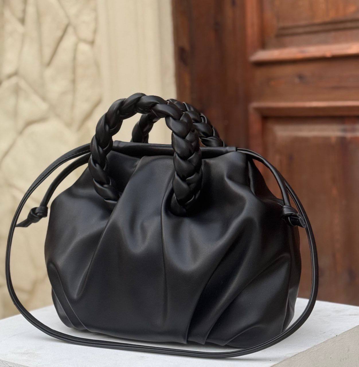 HEREU Bombon Supple Shiny Leather Shoulder Bag