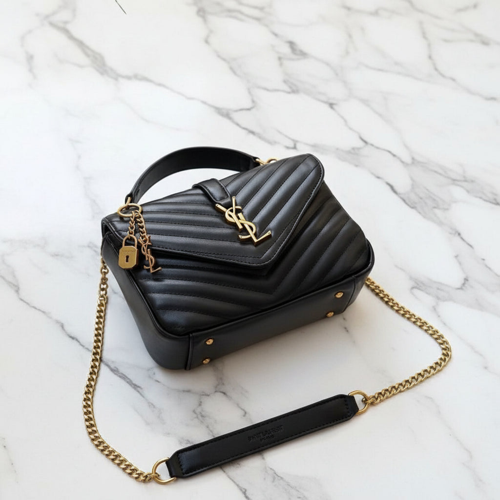 Saint Laurent Chevron-Quilted Leather Handbag