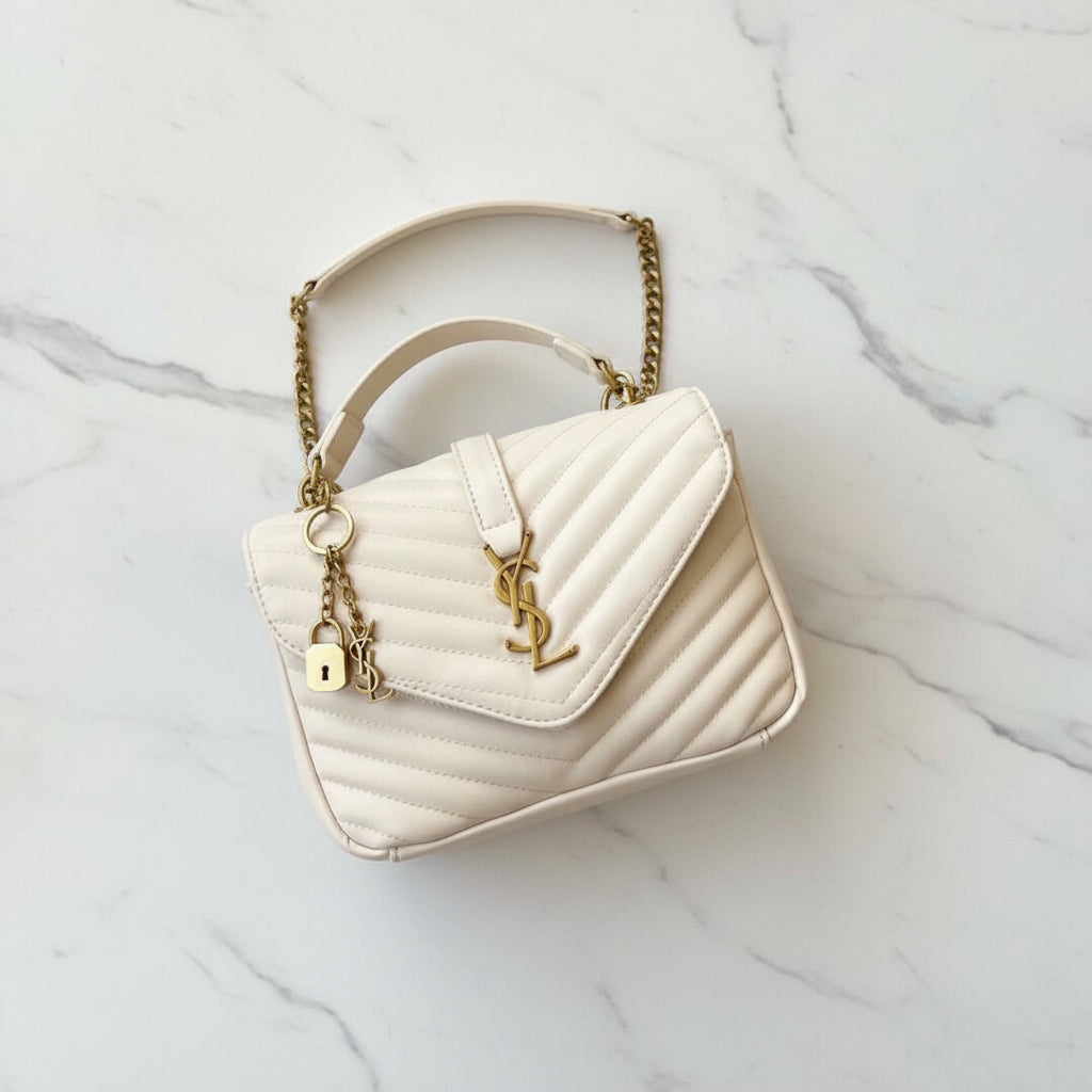 Saint Laurent Chevron-Quilted Leather Handbag