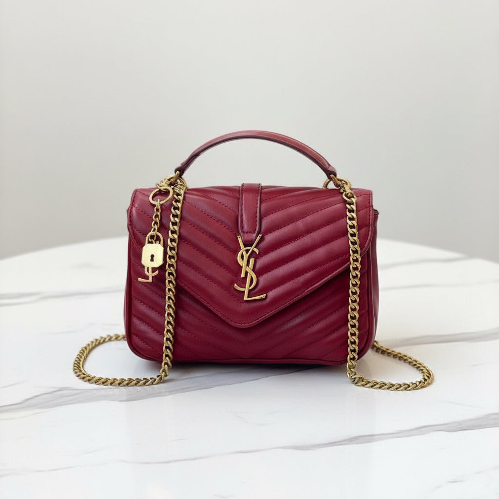 Saint Laurent Chevron-Quilted Leather Handbag