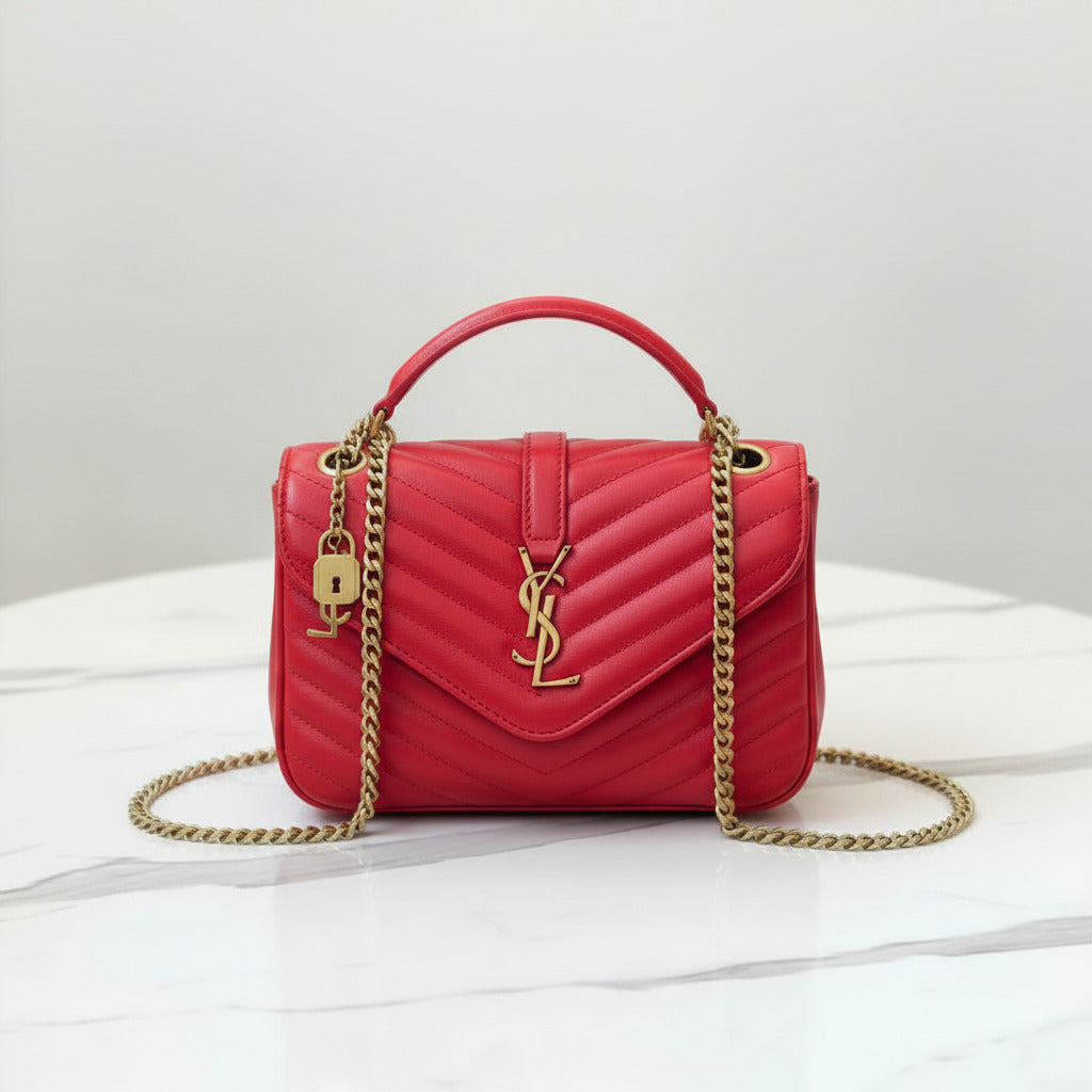 Saint Laurent Chevron-Quilted Leather Handbag