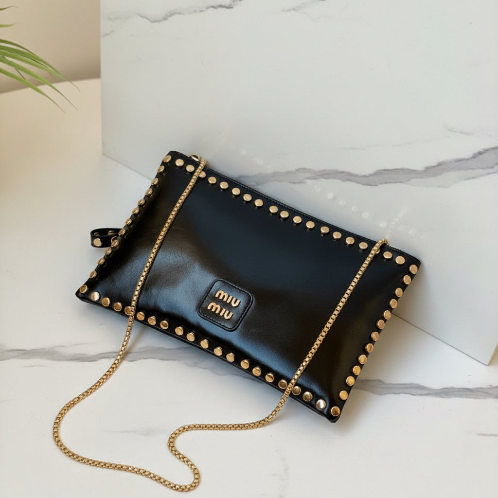 MIU MIU Studded Clutch - With golden strap