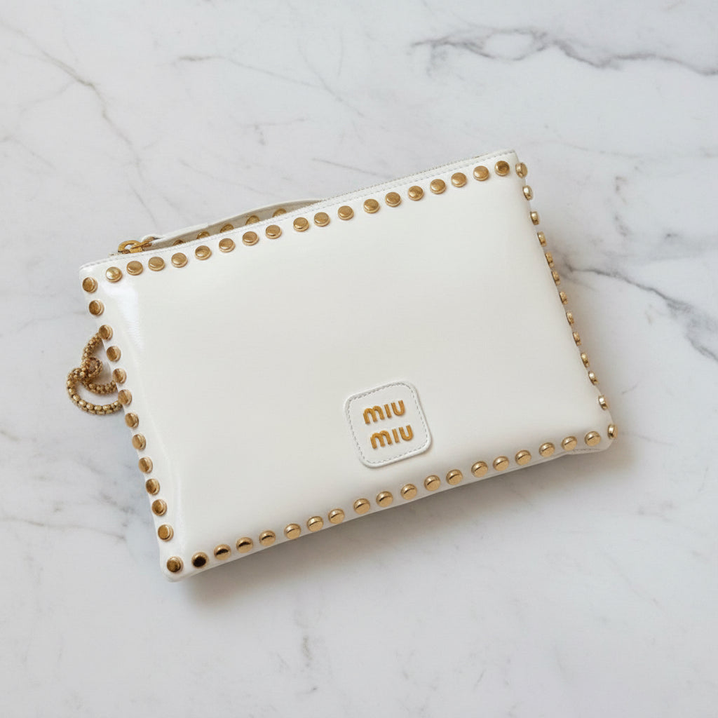 MIU MIU Studded Clutch - With golden strap