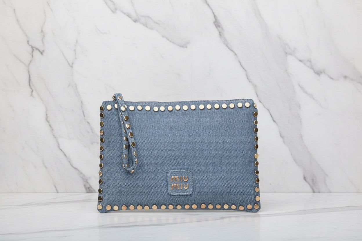 MIU MIU Studded Clutch - With golden strap