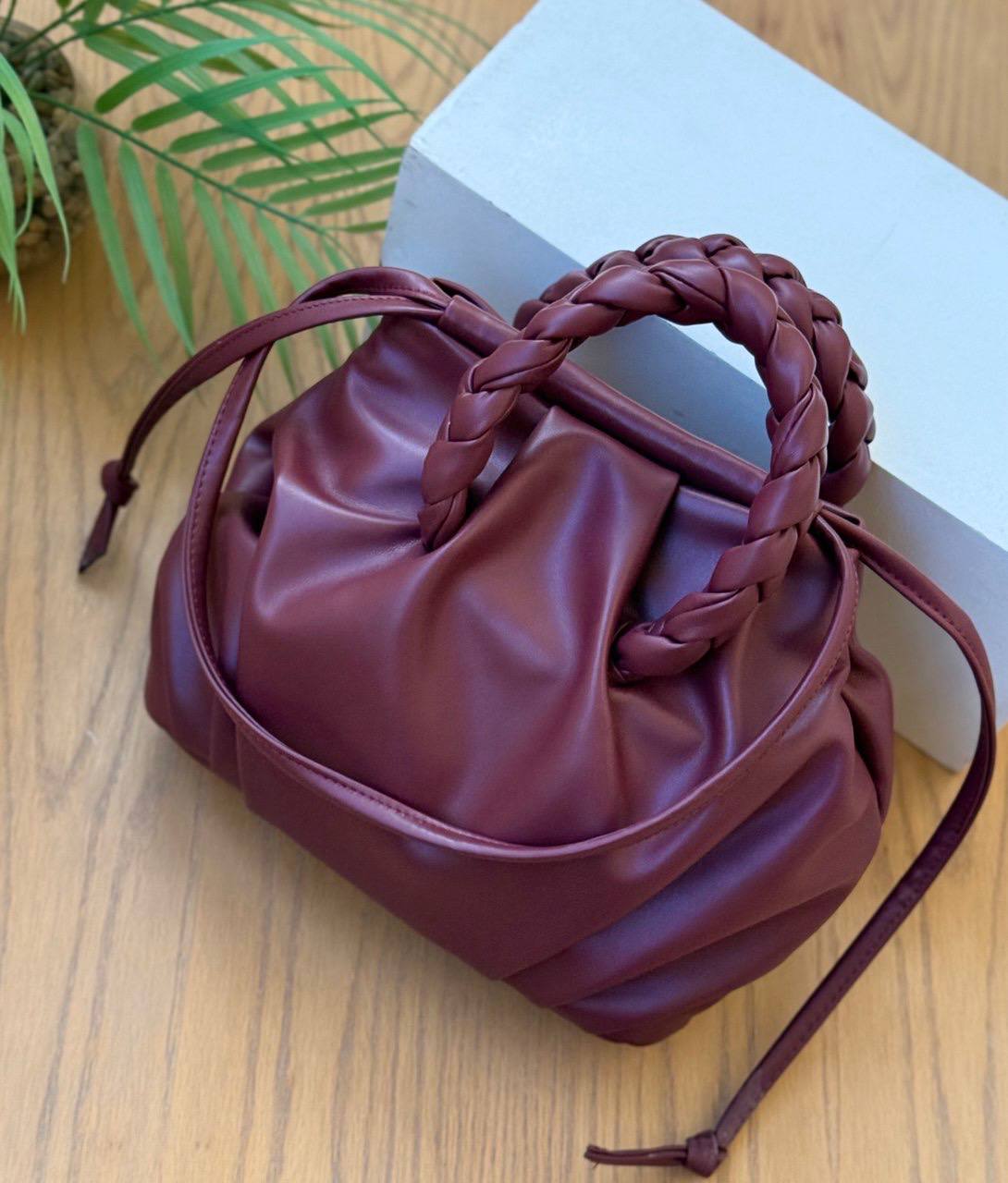 HEREU Bombon Supple Shiny Leather Shoulder Bag